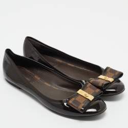 Louis Vuitton Brown Patent Leather and Coated Canvas Valentine Ballet Flats Size 40