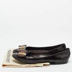 Louis Vuitton Brown Patent Leather and Coated Canvas Valentine Ballet Flats Size 40