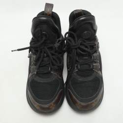 Louis Vuitton Black/Brown Satin, Mesh, Leather and Monogram Canvas Archlight Low-Top Sneakers Size 38