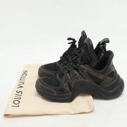 Louis Vuitton Black/Brown Satin, Mesh, Leather and Monogram Canvas Archlight Low-Top Sneakers Size 38