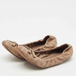 مملوكة مسبقًا Louis Vuitton Beige Monogram Mahina Leather Elba Scrunch Ballet Flats Size 39