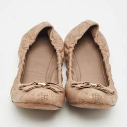 مملوكة مسبقًا Louis Vuitton Beige Monogram Mahina Leather Elba Scrunch Ballet Flats Size 39