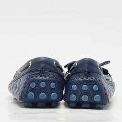 Louis Vuitton Monogram Blue Leather Gloria Bow Slip On Loafers Size 37