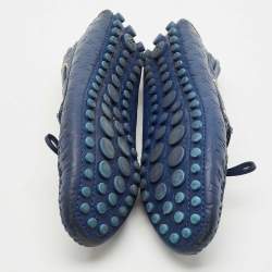 Louis Vuitton Monogram Blue Leather Gloria Bow Slip On Loafers Size 37