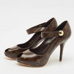 Pre Owned Louis Vuitton Brown Monogram Canvas Ritual Mary Jane Pumps Size 37.5