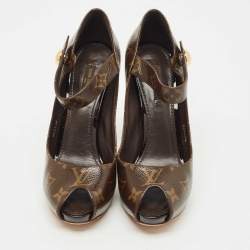 Pre Owned Louis Vuitton Brown Monogram Canvas Ritual Mary Jane Pumps Size 37.5