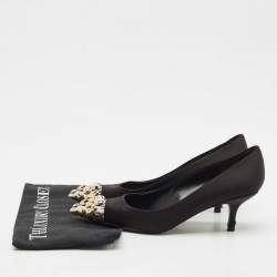 Louis Vuitton Black Satin Bernice Studded Pumps Size 37.5