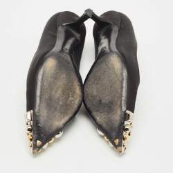 Louis Vuitton Black Satin Bernice Studded Pumps Size 37.5