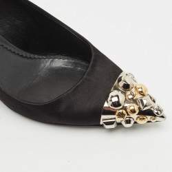Louis Vuitton Black Satin Bernice Studded Pumps Size 37.5