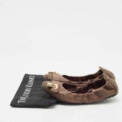 Louis Vuitton Brown Monogram Canvas and Shimmer Leather Lucky Ballet Flats Size 38