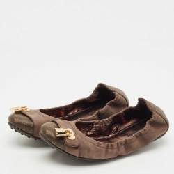 Louis Vuitton Brown Monogram Canvas and Shimmer Leather Lucky Ballet Flats Size 38