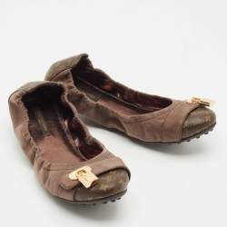 Louis Vuitton Brown Monogram Canvas and Shimmer Leather Lucky Ballet Flats Size 38