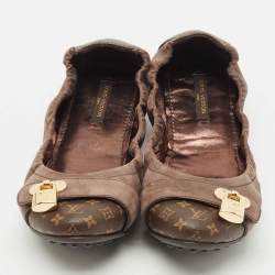 Louis Vuitton Brown Monogram Canvas and Shimmer Leather Lucky Ballet Flats Size 38