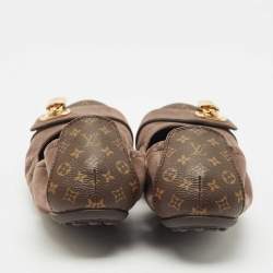 Louis Vuitton Brown Monogram Canvas and Shimmer Leather Lucky Ballet Flats Size 38
