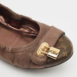 Louis Vuitton Brown Monogram Canvas and Shimmer Leather Lucky Ballet Flats Size 38