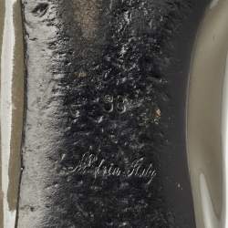 Pre Owned Louis Vuitton Grey Patent Leather Lou Bow Detail Ballet Flats Size 38