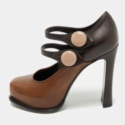 Louis Vuitton Two Tone Leather Mary Jane Platform Pumps Size 37