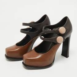 Louis Vuitton Two Tone Leather Mary Jane Platform Pumps Size 37