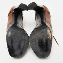 Louis Vuitton Brown Leather Oxford Platform Brogue Leather Booties Size 37.5