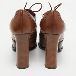 Louis Vuitton Brown Leather Oxford Platform Brogue Leather Booties Size 37.5