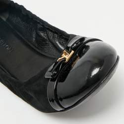 مملوكة مسبقًا Louis Vuitton Black Leather and Suede Elba Cap Toe Ballet Flats Size 38