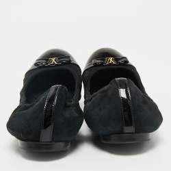 مملوكة مسبقًا Louis Vuitton Black Leather and Suede Elba Cap Toe Ballet Flats Size 38