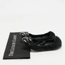 مملوكة مسبقًا Louis Vuitton Black Leather and Suede Elba Cap Toe Ballet Flats Size 38