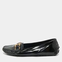 Louis Vuitton Black Patent Leather Oxford Loafers Size 37.5