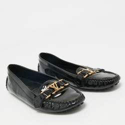 Pre Owned Louis Vuitton Black Patent Leather Oxford Loafers Size 37.5