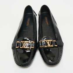 Pre Owned Louis Vuitton Black Patent Leather Oxford Loafers Size 37.5