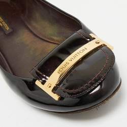 Pre Owned Louis Vuitton Burgundy Patent Leather Ballet Flats Size 37