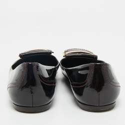 Pre Owned Louis Vuitton Burgundy Patent Leather Ballet Flats Size 37
