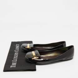 Pre Owned Louis Vuitton Burgundy Patent Leather Ballet Flats Size 37