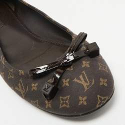 Louis Vuitton Brown Monogram Mini Lin Canvas Debbie Ballet Flats Size 37.5
