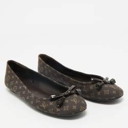 Louis Vuitton Brown Monogram Mini Lin Canvas Debbie Ballet Flats Size 37.5