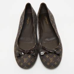 Louis Vuitton Brown Monogram Mini Lin Canvas Debbie Ballet Flats Size 37.5