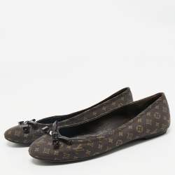 Louis Vuitton Brown Monogram Mini Lin Canvas Debbie Ballet Flats Size 37.5