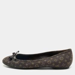 Louis Vuitton Brown Monogram Mini Lin Canvas Debbie Ballet Flats Size 37.5