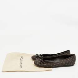 Louis Vuitton Brown Monogram Mini Lin Canvas Debbie Ballet Flats Size 37.5