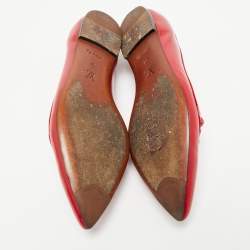 Louis Vuitton Red Patent and Leather Floral Ballet Flats Size 38