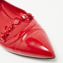 Louis Vuitton Red Patent and Leather Floral Ballet Flats Size 38
