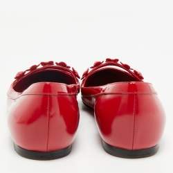 Louis Vuitton Red Patent and Leather Floral Ballet Flats Size 38