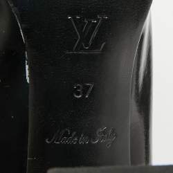 Pre Owned Louis Vuitton Black Leather Mary Jane Embellished Platform Pumps Size 37