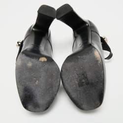 Pre Owned Louis Vuitton Black Leather Mary Jane Embellished Platform Pumps Size 37