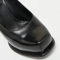 Pre Owned Louis Vuitton Black Leather Mary Jane Embellished Platform Pumps Size 37