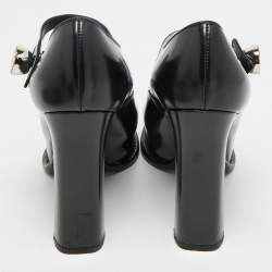 Pre Owned Louis Vuitton Black Leather Mary Jane Embellished Platform Pumps Size 37