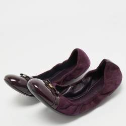 Louis Vuitton Purple Suede and Leather Cap Toe Elba Ballet Flats Size 39.5