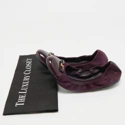 Louis Vuitton Purple Suede and Leather Cap Toe Elba Ballet Flats Size 39.5