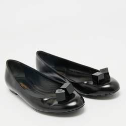 Louis Vuitton Black Leather Lovely Ballet Flats Size 38