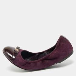 Louis Vuitton Purple Suede and Patent Leather Cap Toe Elba Ballet Flats Size 38